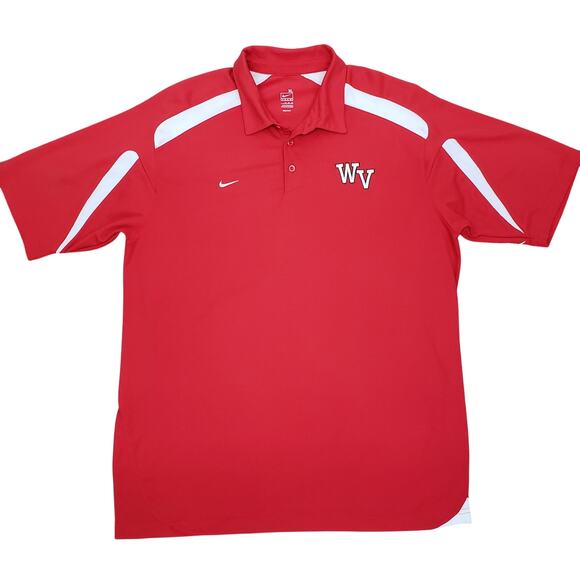Nike WV Team Polo Shirt Dri-Fit Red White Swoosh Men XL X-Large - Picture 1 of 12
